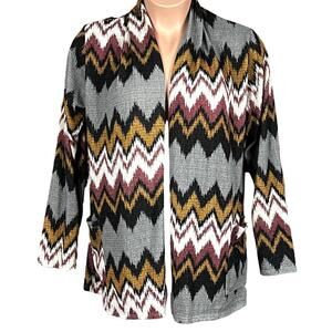 EGY   Size XL   Lightweight Zig-Zag   OPEN FRONT CARDIGAN SWEATER    Maroon-Gold